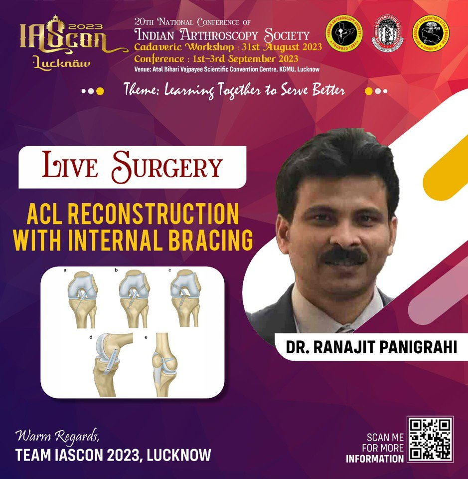 invited as national faculty for the Annual Conference of Indian Arthroscopy Society IASCON 2023 at Atal Bihari Bajpai Convention centre, Lucknow